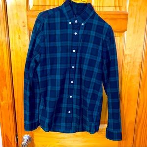 GAP Men’s Medium Blue and Green Striped Button Down Shirt